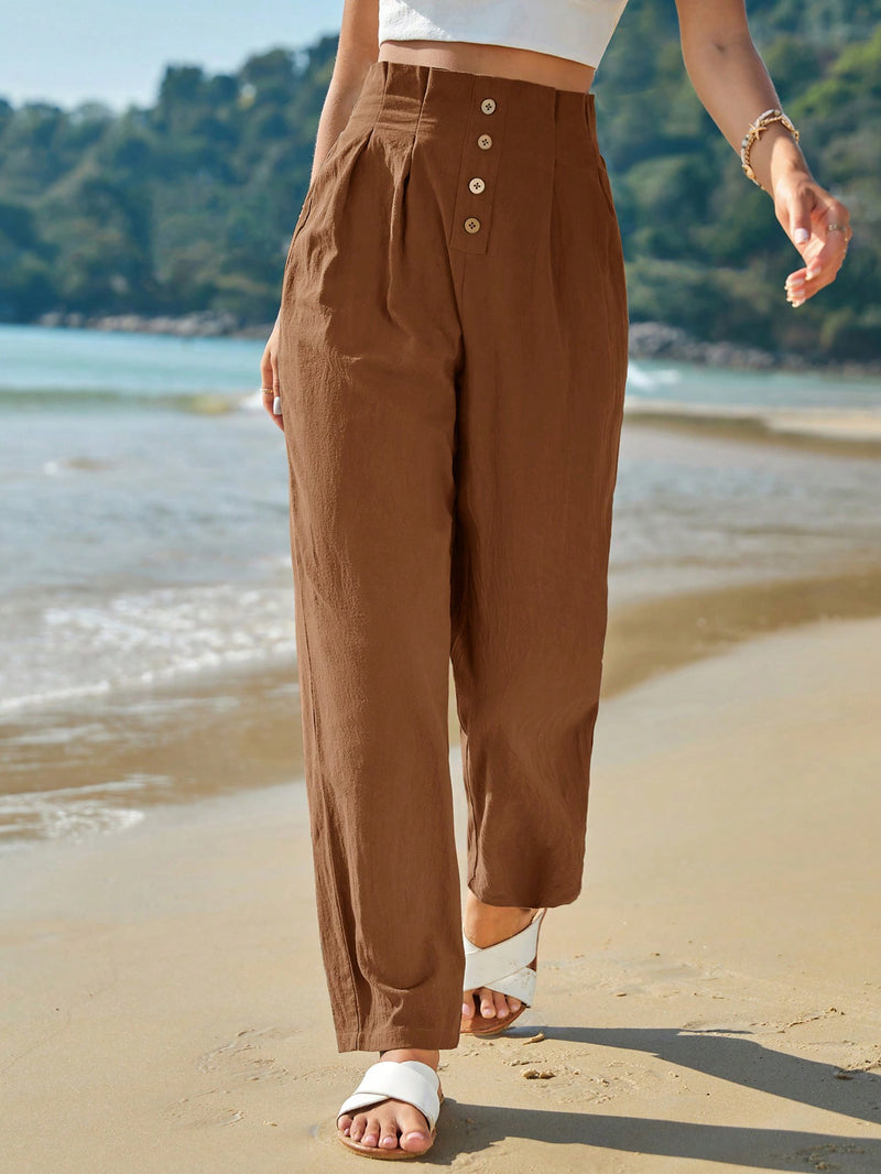 Calça Alfaiataria Francy Plissado Cintura Alta - Tiffani Moda Feminina