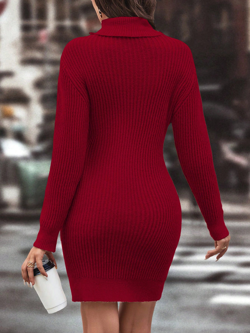 Vestido Suéter De Gola Alta - Tiffani Moda Feminina