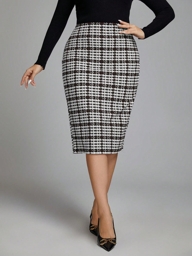 Classic Saia Plus Size Xadrez - Tiffani Moda Feminina