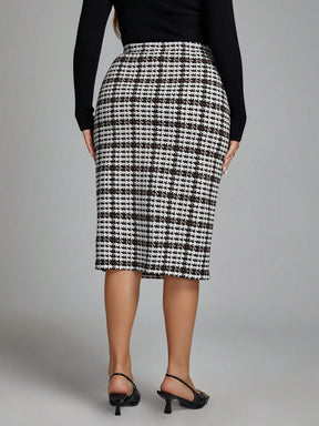 Classic Saia Plus Size Xadrez - Tiffani Moda Feminina