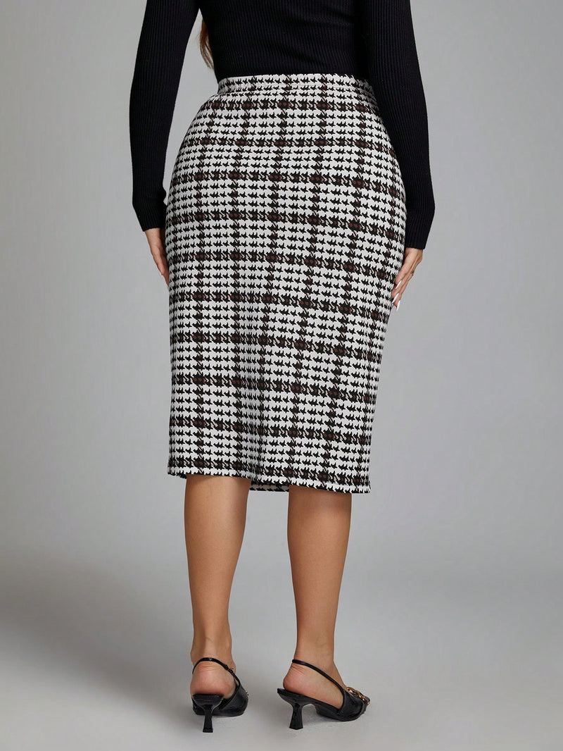Classic Saia Plus Size Xadrez - Tiffani Moda Feminina