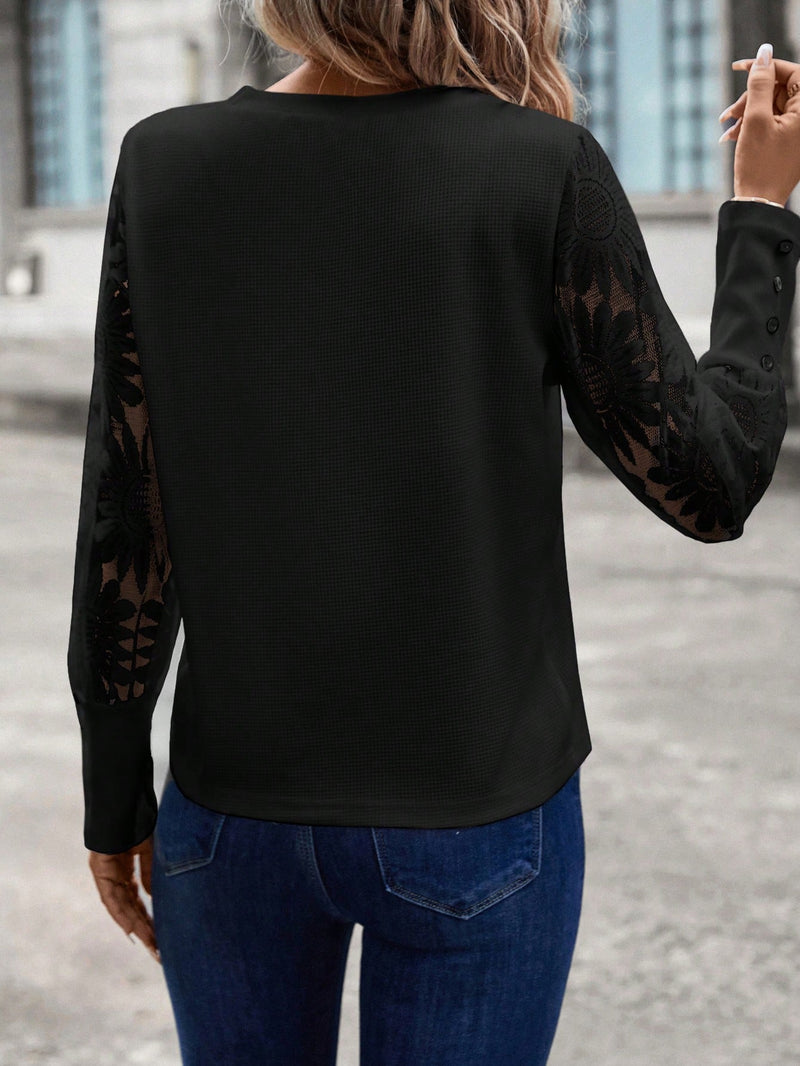 Blusa Mary Com Manga De Renda