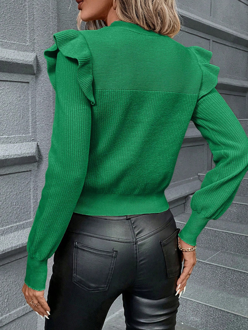 Suéter Moann Justo Babado No Ombro - Tiffani Moda Feminina