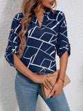 Blusa Junia Impressão Geográfica Bainha Curvada - Tiffani Moda Feminina