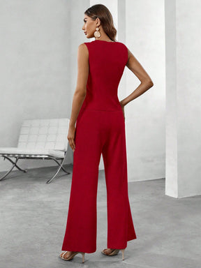 Conjunto Colete Blazer & Calças Wide leg - Tiffani Moda Feminina