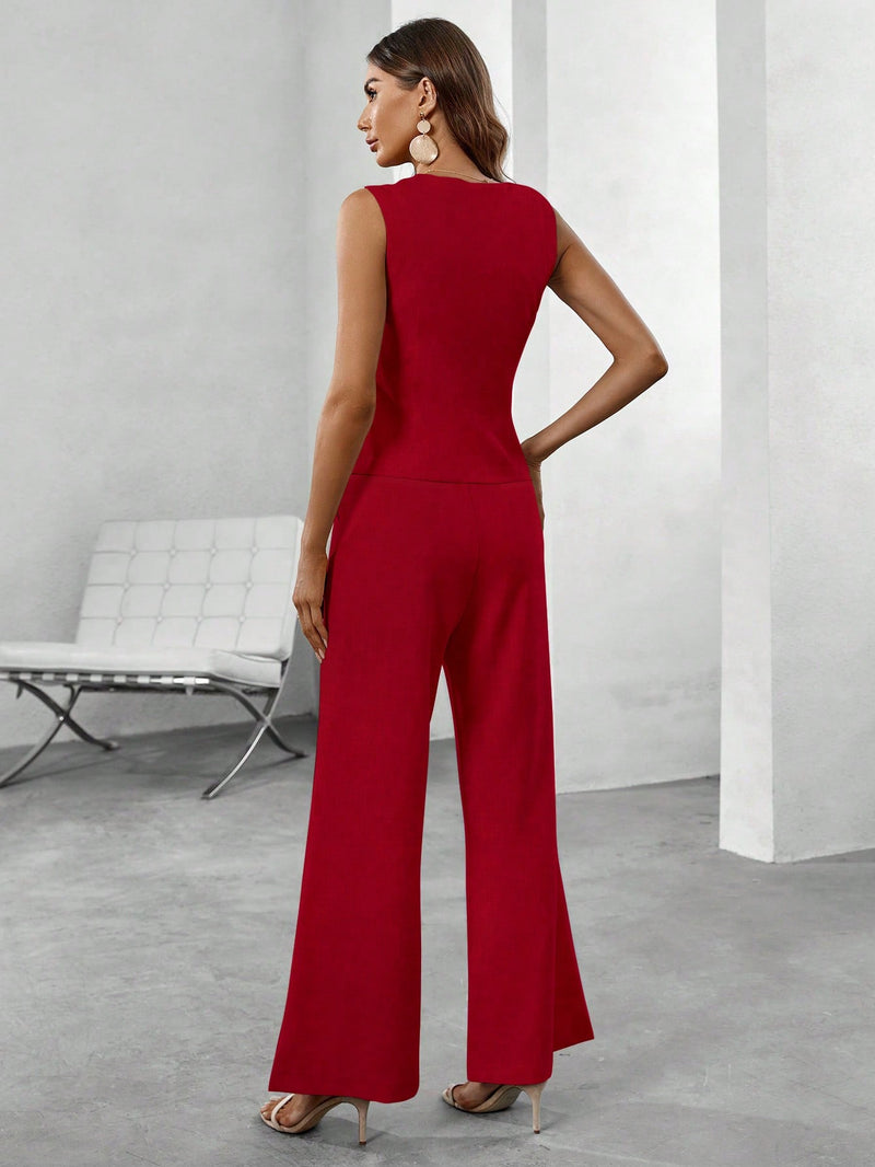 Conjunto Colete Blazer & Calças Wide leg - Tiffani Moda Feminina