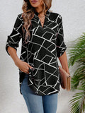 Blusa Junia Impressão Geográfica Bainha Curvada - Tiffani Moda Feminina