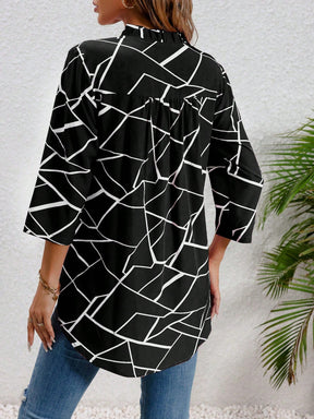 Blusa Junia Impressão Geográfica Bainha Curvada - Tiffani Moda Feminina