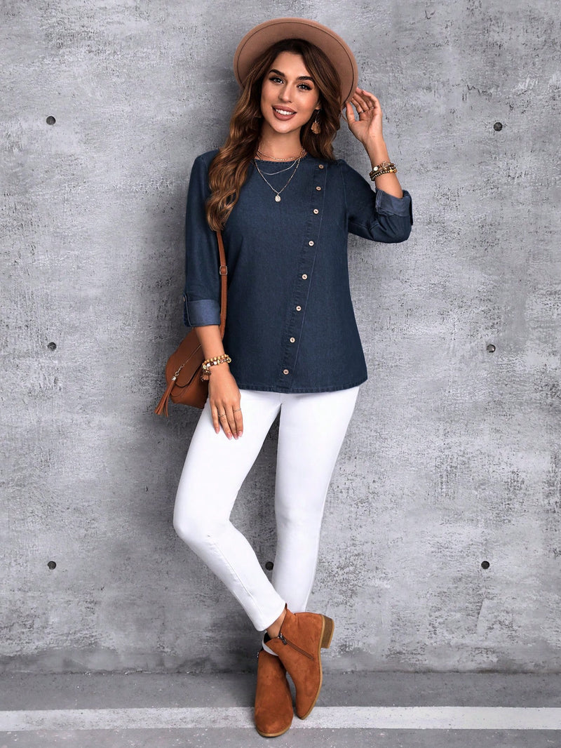 Blusa Jeans Jannine - Tiffani Moda Feminina