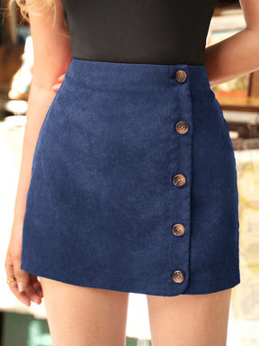 Saia Sofisticação Midi Com Detalhe De Botões Laterais - Tiffani Moda Feminina