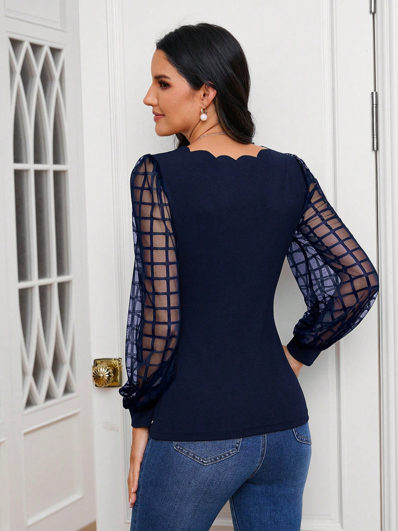 Camisa Manga Longa Com Detalhe de Acabamento de Borda de Concha - Tiffani Moda Feminina