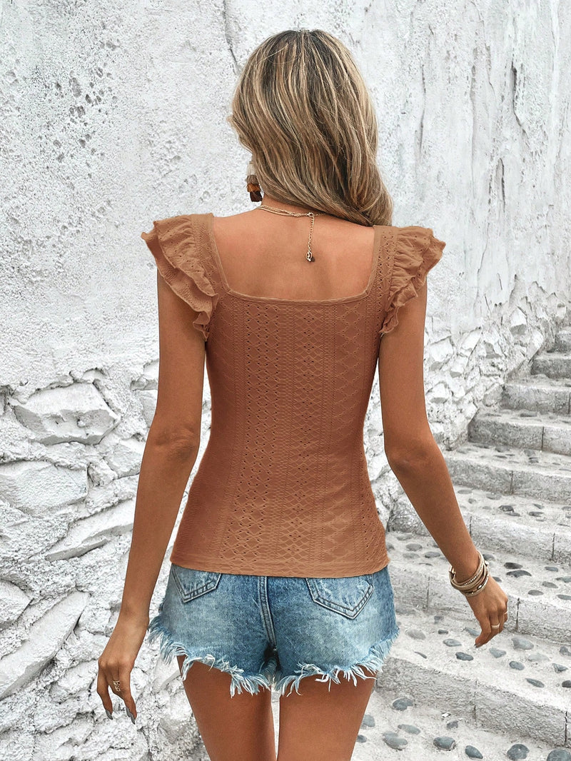 Camiseta Lila Bel Bainha Com Babados - Tiffani Moda Feminina