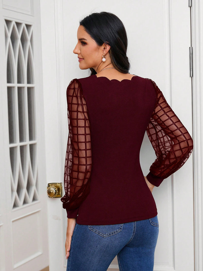 Camisa Manga Longa Com Detalhe de Acabamento de Borda de Concha - Tiffani Moda Feminina
