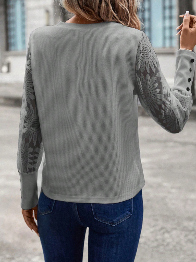 Blusa Mary Com Manga De Renda