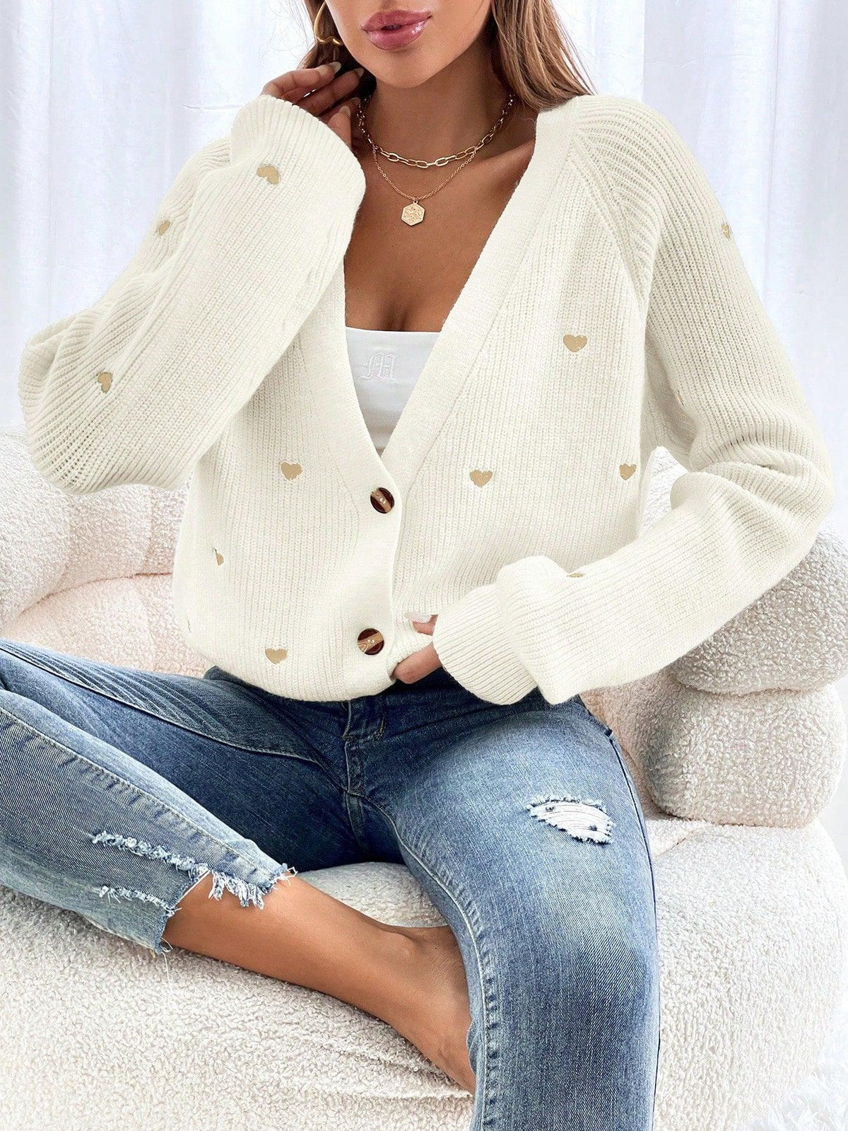 Cardigã Corações de Inverno - Tiffani Moda Feminina
