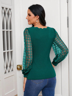 Camisa Manga Longa Com Detalhe de Acabamento de Borda de Concha - Tiffani Moda Feminina