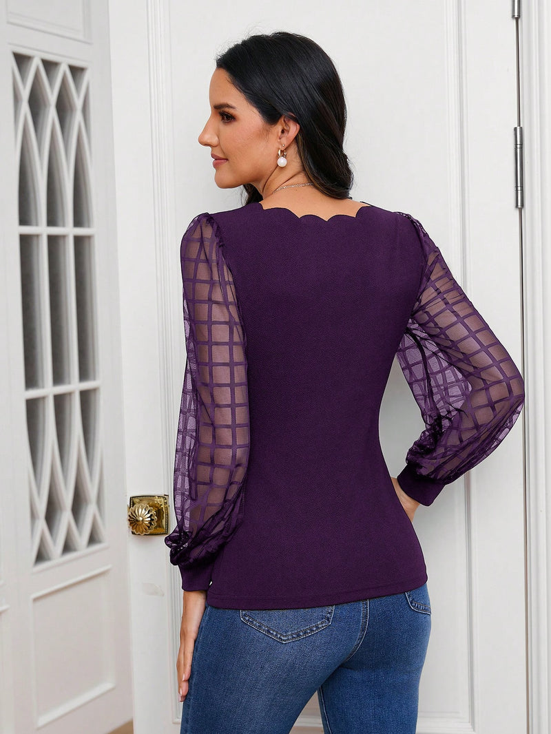 Camisa Manga Longa Com Detalhe de Acabamento de Borda de Concha - Tiffani Moda Feminina