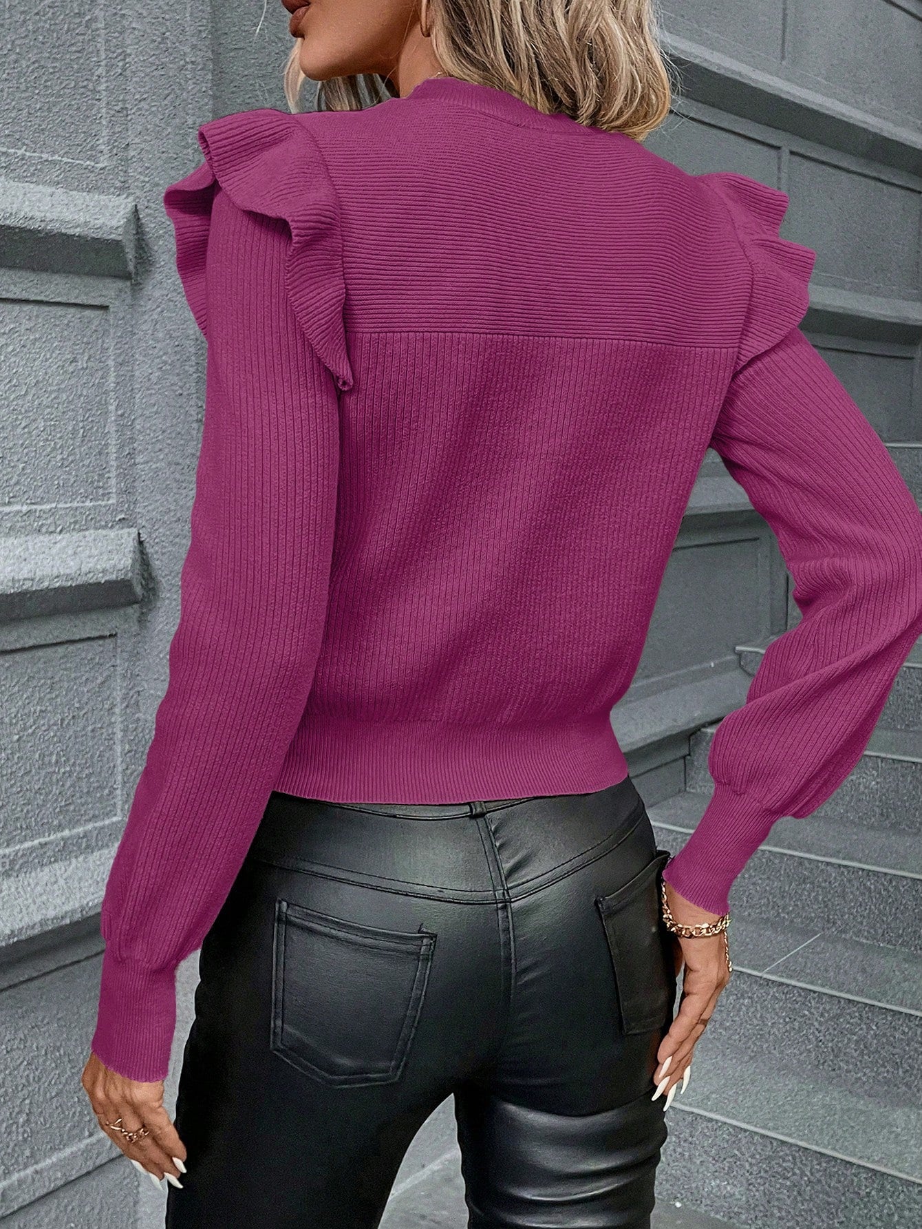 Suéter Moann Justo Babado No Ombro - Tiffani Moda Feminina