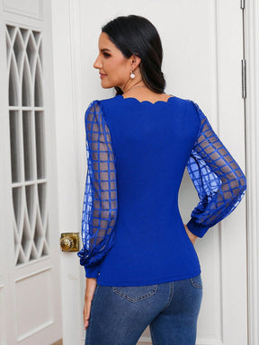 Camisa Manga Longa Com Detalhe de Acabamento de Borda de Concha - Tiffani Moda Feminina