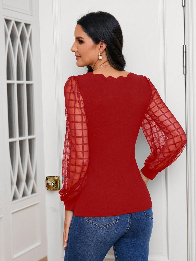 Camisa Manga Longa Com Detalhe de Acabamento de Borda de Concha - Tiffani Moda Feminina