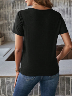 Camiseta Vivian Com Bolso Listrado - Tiffani Moda Feminina