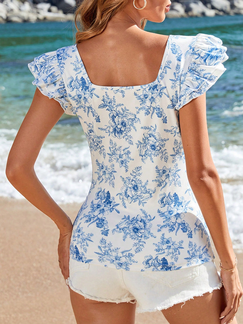 Camiseta Lila Bel Bainha Com Babados - Tiffani Moda Feminina