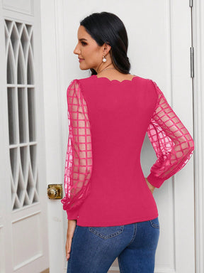 Camisa Manga Longa Com Detalhe de Acabamento de Borda de Concha - Tiffani Moda Feminina