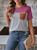 Camiseta Vivian Com Bolso Listrado - Tiffani Moda Feminina