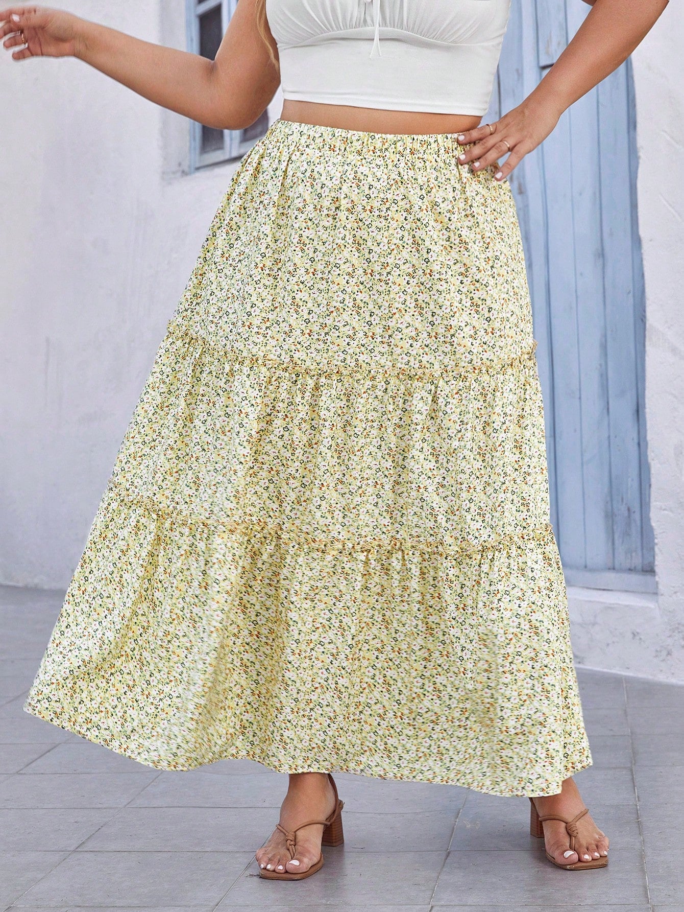Saias Floral Encantada Plus-Size - Tiffani Moda Feminina