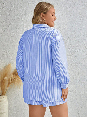 Camiseta & Shorts Plus-Size Impressão Listrada - Tiffani Moda Feminina