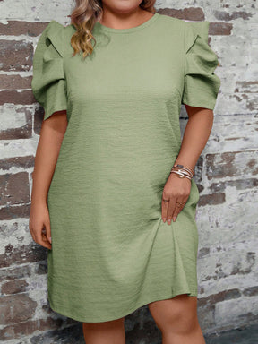 Vestido Lilian Plus-Size Manga Bufante - Tiffani Moda Feminina