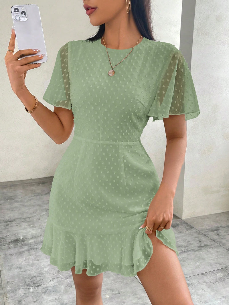 Vestido De Chiffon Com Bolinhas - Tiffani Moda Feminina