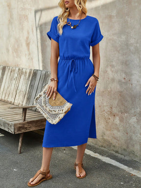 Vestido Midi de Verão com Manga Curta