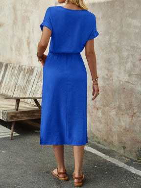 Vestido Midi de Verão com Manga Curta