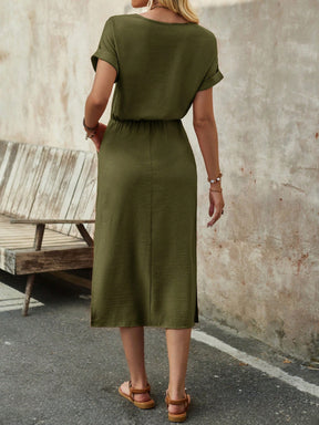 Vestido Midi de Verão com Manga Curta