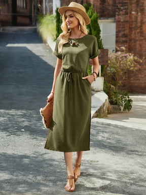 Vestido Midi de Verão com Manga Curta