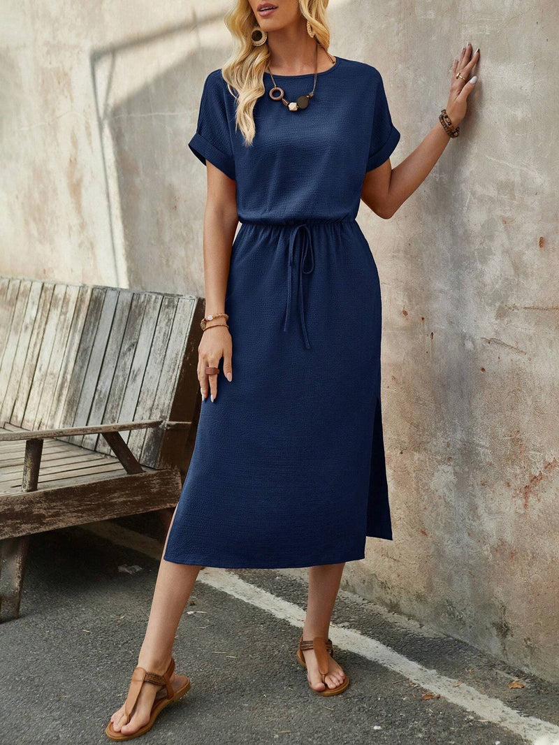 Vestido Midi de Verão com Manga Curta - Tiffani Moda Feminina