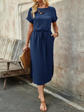 Vestido Midi de Verão com Manga Curta - Tiffani Moda Feminina