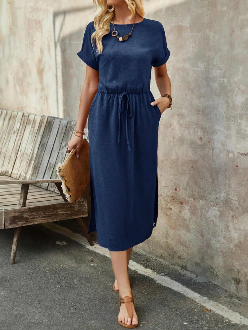 Vestido Midi de Verão com Manga Curta - Tiffani Moda Feminina