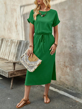Vestido Midi de Verão com Manga Curta