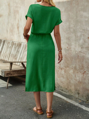 Vestido Midi de Verão com Manga Curta