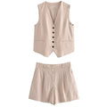 Conjunto Tiffani short médio e colete em alfaiataria