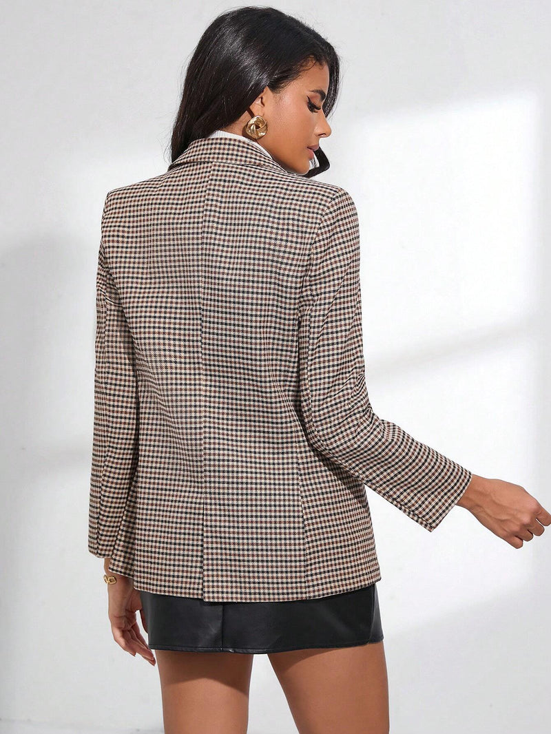 Blazer Xadrez com gola de lapela - Tiffani Moda Feminina
