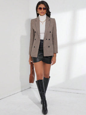 Blazer Xadrez com gola de lapela - Tiffani Moda Feminina