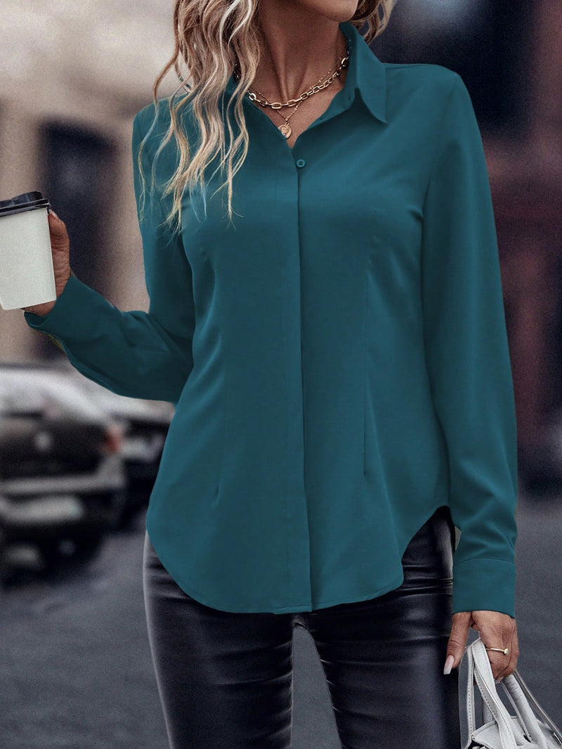 Camisa Merien De Manga Longa De Cor Sólida