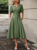 Vestido Classico com Detalhe De Botão - Tiffani Moda Feminina