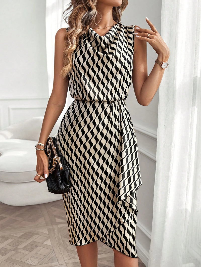 Vestido Pure Allover Frente Drapeado - Tiffani Moda Feminina