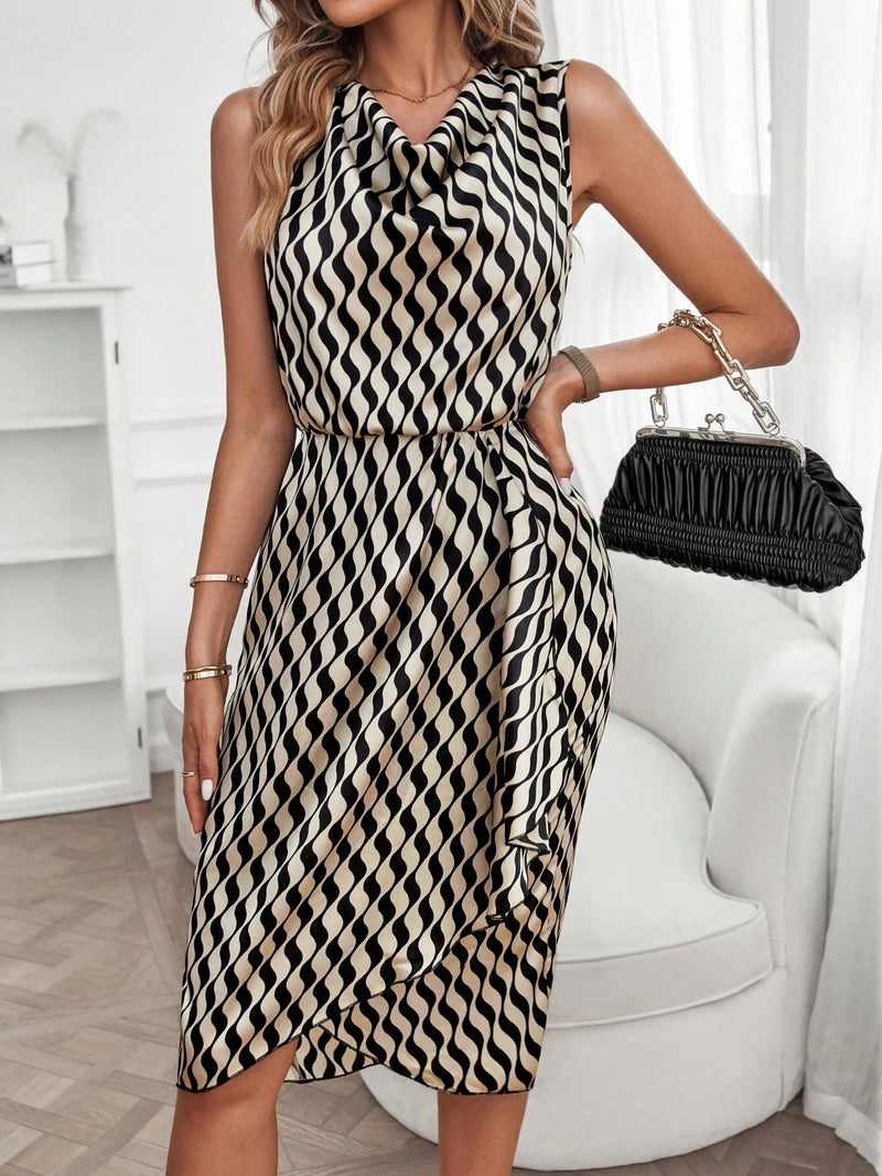 Vestido Pure Allover Frente Drapeado - Tiffani Moda Feminina