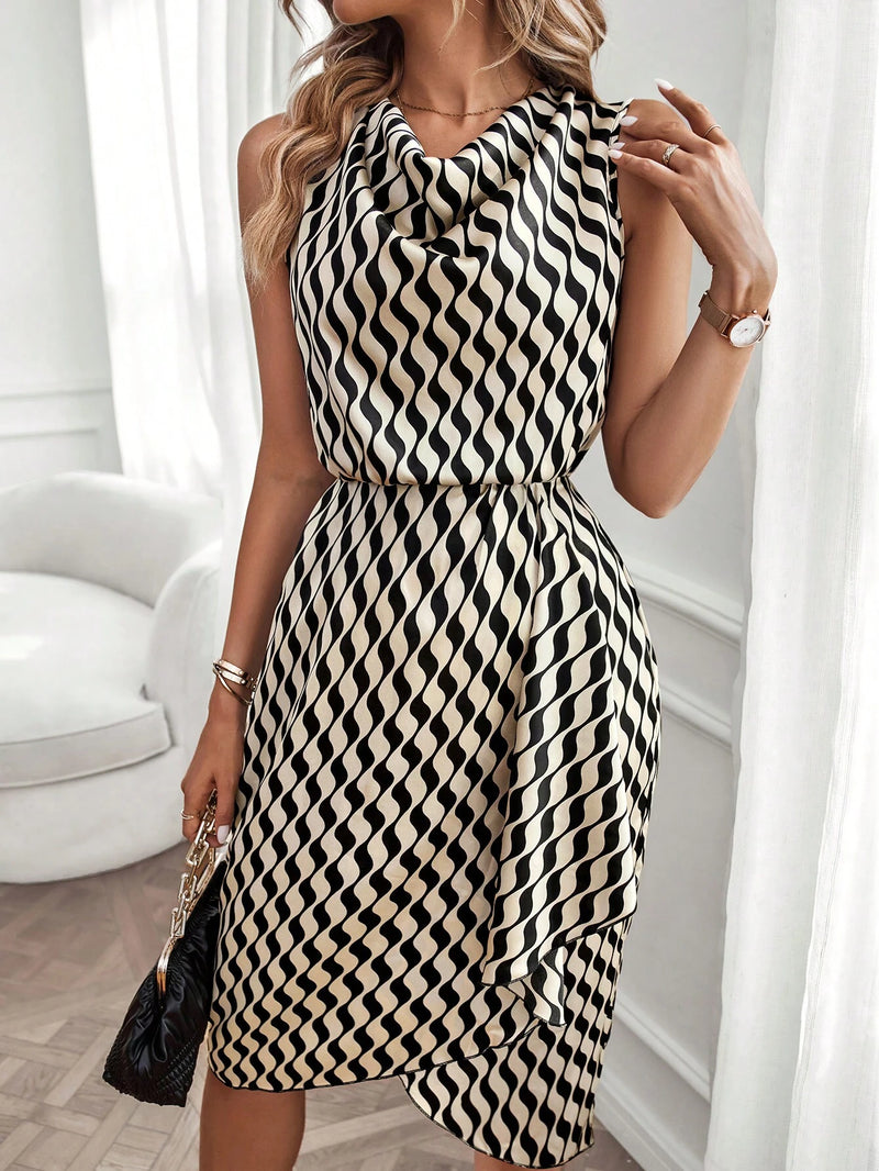 Vestido Pure Allover Frente Drapeado - Tiffani Moda Feminina