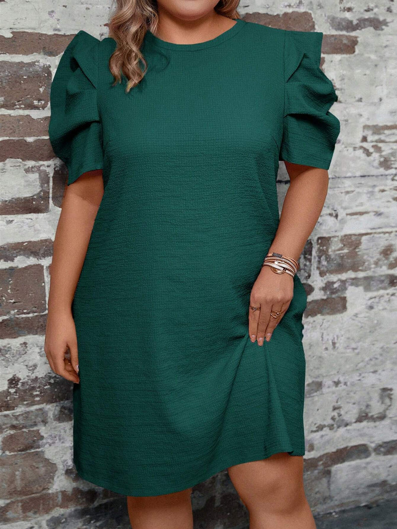 Vestido Lilian Plus-Size Manga Bufante - Tiffani Moda Feminina